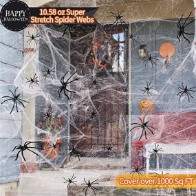 img 3 attached to Kidcia Spider Webs Halloween Decorations - 1000 sqft Stretch Cobwebs with 80 Fake Plastic Spiders - Outdoor & Indoor Scary White Spiderweb for Halloween Wall, Tree, Lawn, Yard, House Party Decoration