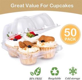 img 3 attached to Himetsuya 4 Cavity Cupcake Boxes - 50-Pack Stackable Cupcake Carrier Holder, Enhanced Clarity Cupcake Boxes, Non-Slip High Top Cupcake Containers for Cupcakes, Muffins (4 Cavity)