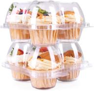 himetsuya 4 cavity cupcake boxes - 50-pack stackable cupcake carrier holder, enhanced clarity cupcake boxes, non-slip high top cupcake containers for cupcakes, muffins (4 cavity) логотип