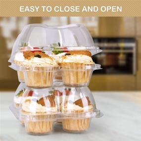 img 1 attached to Himetsuya 4 Cavity Cupcake Boxes - 50-Pack Stackable Cupcake Carrier Holder, Enhanced Clarity Cupcake Boxes, Non-Slip High Top Cupcake Containers for Cupcakes, Muffins (4 Cavity)