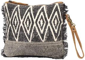 img 4 attached to 👜 Myra Bag S-1261: Upcycled Canvas & Cowhide Leather Wristlet Pouch Bag – Enhanced SEO