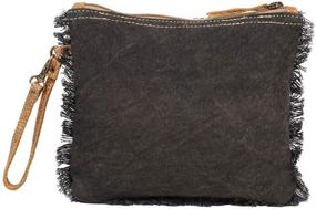img 1 attached to 👜 Myra Bag S-1261: Upcycled Canvas & Cowhide Leather Wristlet Pouch Bag – Enhanced SEO