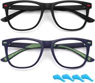 kids blue light blocking glasses for boys girls lightweight tr computer gaming eyeglasses frame anti eyestrain 2 pack (matt black+matt blue) logo