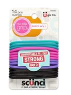 💪 scünci no-slip grip strong-hold jelly ponytailers - 14 count in pink, purple, teal, and black logo