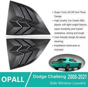 img 3 attached to 🚘 Opall Side Window Scoop Louvers for Dodge Challenger (2008-2021) - Matte Black ABS