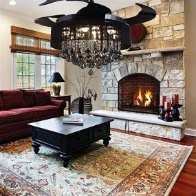 img 2 attached to 💡 AFANQI 42&#34;Crystal Ceiling Fan with Light Chandelier: Luxury Retractable Fandelier for Dining Room Decorate