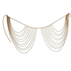img 3 attached to 🌟 Victray Gold Crystal Belly Waist Chain: Layered Body Chains for Women and Girls - Fashionable Beach Waist Jewelry & Nightclub Accessory