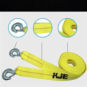 img 1 attached to 🔗 Durable KJE 2" x 20’ Tow Strap Heavy Duty with 10,000 LB Break Strength - Polyester Towing Strap with Two Hooks