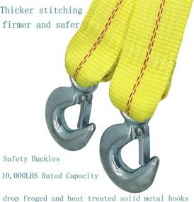 img 2 attached to 🔗 Durable KJE 2" x 20’ Tow Strap Heavy Duty with 10,000 LB Break Strength - Polyester Towing Strap with Two Hooks