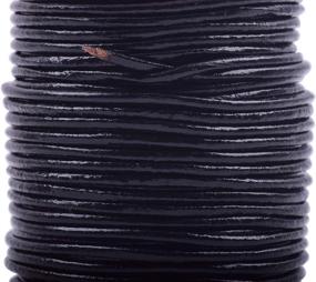 img 2 attached to Premium 1.5mm Black Round Real Jewelry Leather Cord - 25 Yards by KONMAY: Soft and Durable