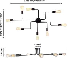 img 3 attached to 💡 LynPon Industrial Ceiling Light Fixture: Stylish Black Metal Semi Flush Mount with 8 Lights – Perfect for Dining Room, Kitchen, or Living Room!