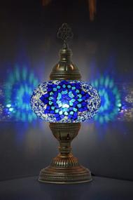 img 2 attached to 🌈 MOZAIST Turkish Mosaic Table Lamp - Antique Moroccan Decor, Bohemian Vintage Lamp Shade, Small Tiffany Stained Glass Desk Lamp with US Plug and E12 Socket