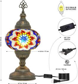 img 1 attached to 🌈 MOZAIST Turkish Mosaic Table Lamp - Antique Moroccan Decor, Bohemian Vintage Lamp Shade, Small Tiffany Stained Glass Desk Lamp with US Plug and E12 Socket