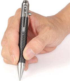 img 1 attached to Высокопроизводительная автоматическая ручка Cool Hand из карбонового волокна с выдвижным стилусом - идеально подходит для любого сенсорного экрана, компактный размер, стильный серебристый дизайн.