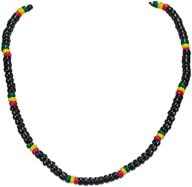 black bluerica rasta coconut beads necklace - 18 inch logo