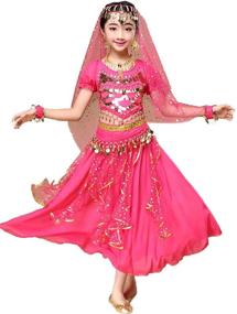 img 4 attached to 🎃 Astage Girl Belly Dance Sequin Indian Dance Costume: Perfect for Halloween, Carnival, and More!