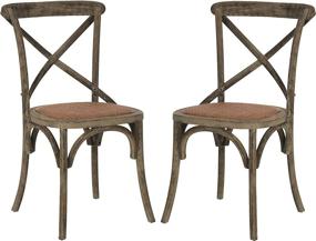 img 2 attached to 🪑 Safavieh American Homes Collection Franklin Farmhouse X-Back Distressed Colonial Walnut Side Chair Set - High Quality, Rustic Dining Chairs for Home Decor