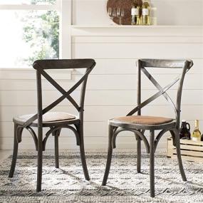 img 4 attached to 🪑 Safavieh American Homes Collection Franklin Farmhouse X-Back Distressed Colonial Walnut Side Chair Set - High Quality, Rustic Dining Chairs for Home Decor