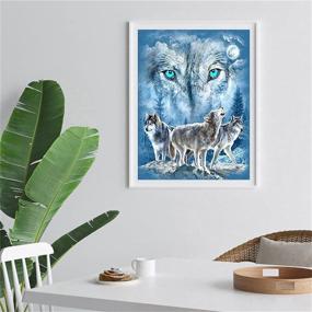 img 2 attached to 🎨 EOBROMD Full Drill Diamond Painting Kit, Wolves Wall Sticker Home Decor, 12 x 16inch, Embroidery Paint with Diamonds