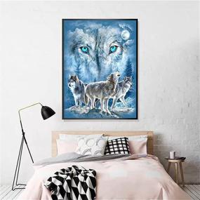 img 1 attached to 🎨 EOBROMD Full Drill Diamond Painting Kit, Wolves Wall Sticker Home Decor, 12 x 16inch, Embroidery Paint with Diamonds