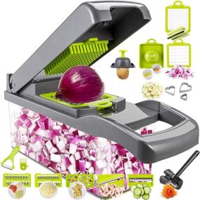 img 4 attached to 🥬 Cyhawcerv 20 PCS Vegetable Chopper Onion Dicer with Container - DIY Fun Food Tools Cutter Potato Slicer Veggie Chopper Mandoline Slicer Kitchen Gadgets for Fruits, Vegetables, and Salad (Grey)