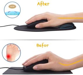 img 1 attached to Black Office Mousepad with Gel Wrist Support - Ergonomic Gaming Desktop Mouse Pad Wrist Rest - Design Gamepad Mat Rubber Base for Laptop Computer - Silicone Non-Slip Special Textured Surface