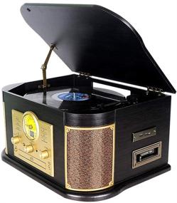 img 3 attached to 🎵 DLITIME Cassette Record Player: 3-Speed Vinyl Turntable with Built-in Bluetooth, 2x9W Speakers, Headphone Jack, Aux In, LCD Display, USB, MP3, CD, FM/AM Radio