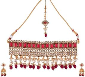 img 4 attached to Efulgenz Jewelry Necklace Earrings Bollywood Women's Jewelry in Jewelry Sets