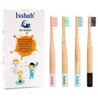🦷 isshah kids bamboo toothbrushes - biodegradable handle, bpa free & eco-friendly - children size, pack of 4 (soft nylon bristles with spiral design) logo