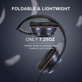 img 1 attached to 🎧 LORELEI X8 Over-Ear Wired Headphones: Lightweight, Foldable, and Portable with Microphone and Tangle-Free Nylon Line - Ideal for Smartphone, Tablet, Computer, Mp3/4 (Dark Blue)