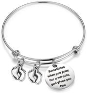 👩 aktap twin mom bracelet - twins jewelry, prayer for a miracle? god gives you two! | mom of twins gift, twins footprint charm expandable bracelet logo