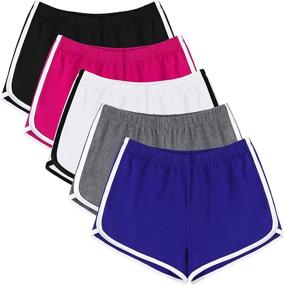 img 4 attached to 🩳 URATOT 5 Pack Women's Cotton Yoga Dance Short Pants: Sporty Summer Athletic Shorts for Cycling, Hiking, and More!