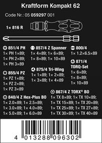 img 3 attached to Wera 33-кусочный набор отверток Kraftform Kompakt 62 Bitholding и футляр (Модель 5059297001) - Высокопроизводительные инструменты для повышения эффективности.