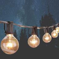 festival depot 10ft patio string lights with waterproof g40 globe bulbs - ideal for christmas & halloween decor, e12 socket, warm white logo