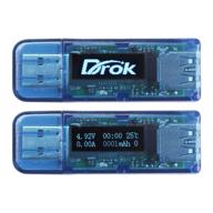 🔌 drok usb 3.0 hub multi tester with oled screen: pocket digital multimeter, dc voltmeter ammeter, capacitance meter, thermometer, energy & time battery monitor, otg connector output with auto off logo