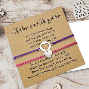 img 3 attached to Adorable Mother Daughter Bracelets - Heart Charm Wish Bracelets with Poem Cards: Perfect Mommy and Me Gift for Birthdays, Holidays, and School