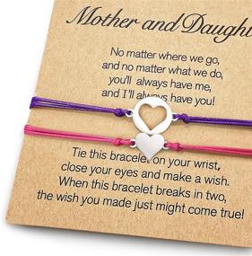 img 4 attached to Adorable Mother Daughter Bracelets - Heart Charm Wish Bracelets with Poem Cards: Perfect Mommy and Me Gift for Birthdays, Holidays, and School