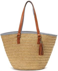 img 3 attached to 👜 Stylish Summer Straw Bag for Women - Large Capacity Woven Tote for Beach & Everyday Use!
