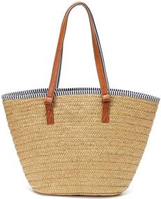 img 1 attached to 👜 Stylish Summer Straw Bag for Women - Large Capacity Woven Tote for Beach & Everyday Use!