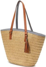 img 2 attached to 👜 Stylish Summer Straw Bag for Women - Large Capacity Woven Tote for Beach & Everyday Use!