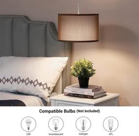 img 3 attached to 🔌 DEWENWILS Plug in Pendant Light, 15ft Clear Cord, On/Off Switch, Fabric Lamp Shade, Hanging Light Fixture for Bedroom, Kitchen, Living Room, Dining Table