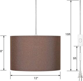 img 2 attached to 🔌 DEWENWILS Plug in Pendant Light, 15ft Clear Cord, On/Off Switch, Fabric Lamp Shade, Hanging Light Fixture for Bedroom, Kitchen, Living Room, Dining Table