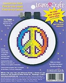 img 1 attached to DIMENSIONS Learn-A-Craft 'Rainbow Peace' Mini Counted Cross Stitch Kit for Beginners, 3-inch – Enhanced SEO-friendly Product Title