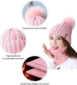 img 2 attached to ❄️ IYEBRAO Womens Winter Beanie Hat Scarf Set for Girls - Slouchy, Thick Fleece Lined Ski Hat with Pom - Warm Skull Cap