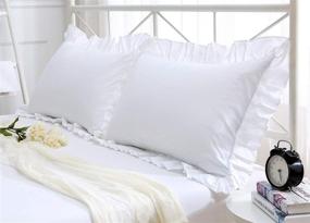 img 4 attached to 🛏️ Soft and Thick Egyptian Cotton Ruffles Pillow Cases Shams Covers - 2 Pack, White Queen Size, 20x30 Inches