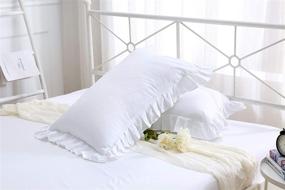 img 2 attached to 🛏️ Soft and Thick Egyptian Cotton Ruffles Pillow Cases Shams Covers - 2 Pack, White Queen Size, 20x30 Inches