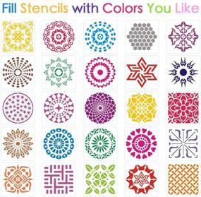 img 3 attached to 🎨 Outivity 25 Pack Mandala Stencils Template for Painting & Drawing - Reusable Art & Craft Supplies for Stones, Floors, Walls, Tiles, Fabrics, and Wood Burning - 6 x 6 Inch Size