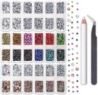 uoony 10272pcs hotfix rhinestones set with assorted sizes - flatback round glass gems in clear crystal and ab crystal; 12 mixed color rhinestones bulk for crafts, shoes, clothes, makeup logo