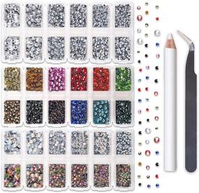 img 4 attached to UOONY 10272pcs Hotfix Rhinestones Set with Assorted Sizes - Flatback Round Glass Gems in Clear Crystal and AB Crystal; 12 Mixed Color Rhinestones Bulk for Crafts, Shoes, Clothes, Makeup