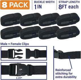 img 3 attached to 🚤 8-Pack Adjustable Buckle Straps for Securing Boat Covers - Simple 1&quot; x 96&quot; Straps